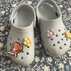 Kids Light Blue CROCS with Flower Charms